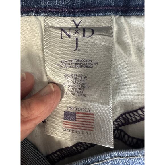 NYDJ Jeans Womens Size 12 Blue Cropped Bedazzled Cuffed Stretch - Picture 14 of 15